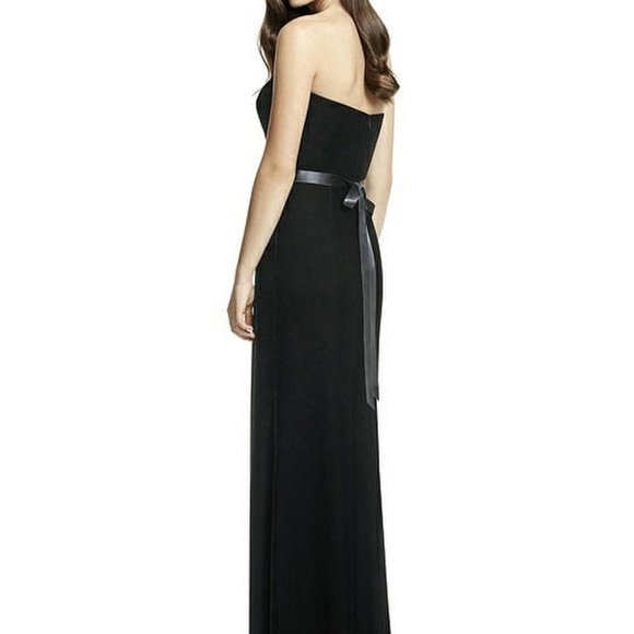Dessy 2998....Full Length, Strapless, Velvet Gown Dress...Black...Size 0...NWT - Picture 4 of 7